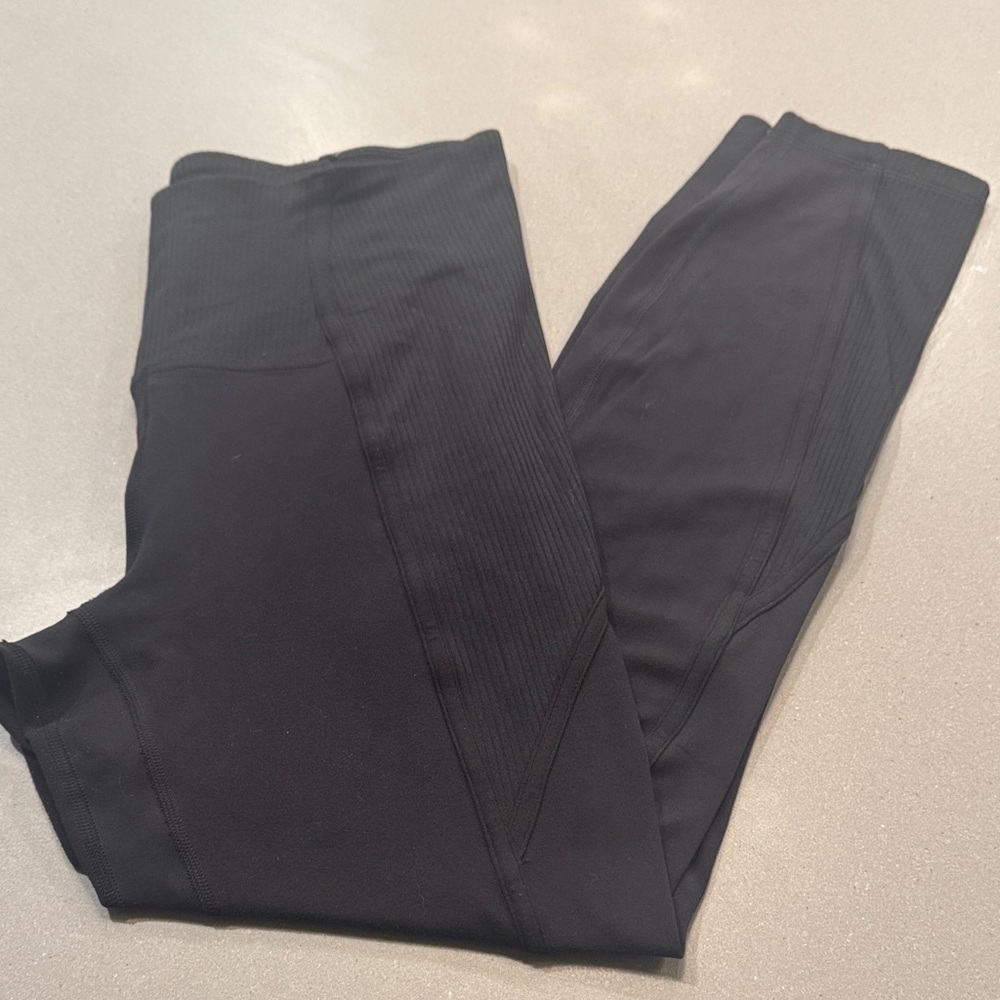 Black align side ribbed Leggings
